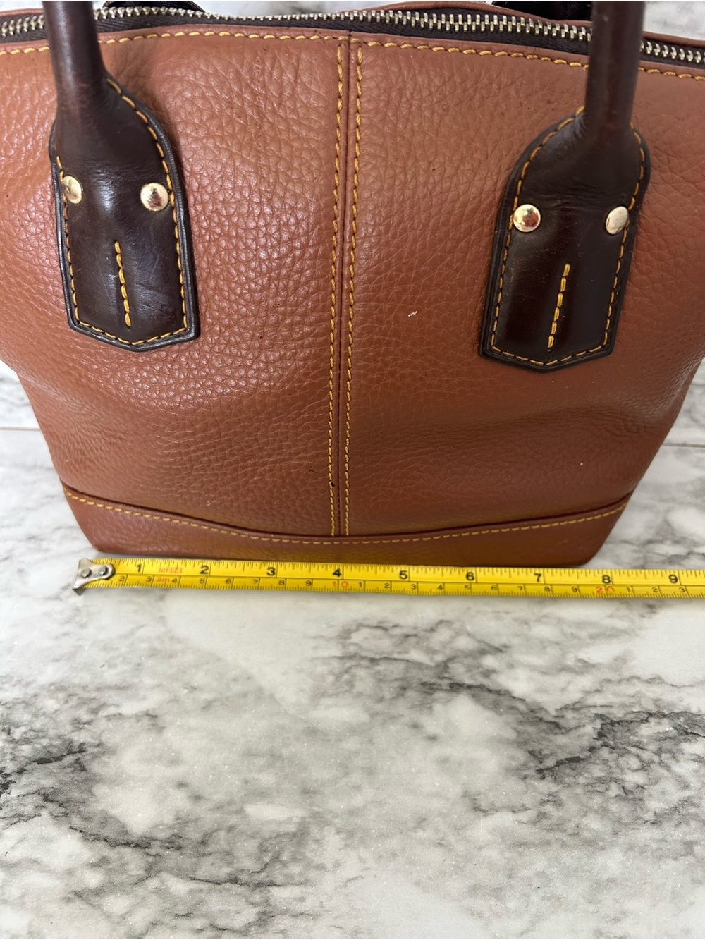 Dooney & Bourke | vintage Brown Pebbled Leather Satchel - Picture 13 of 16